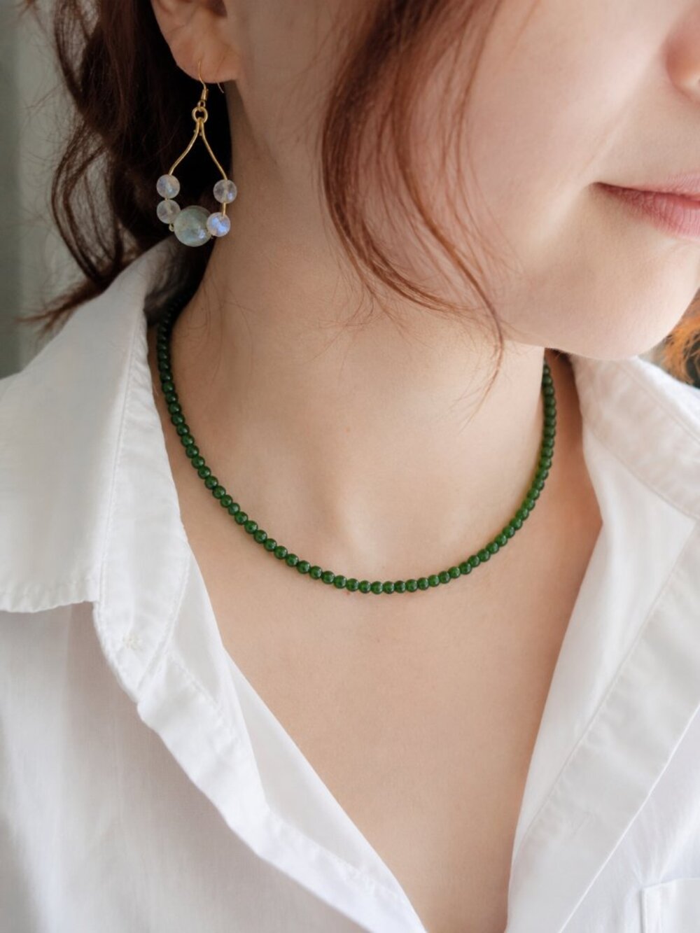 Verdant Fairy Green Chalcedony Necklace | Tiny Gemstone Choker | Handmade